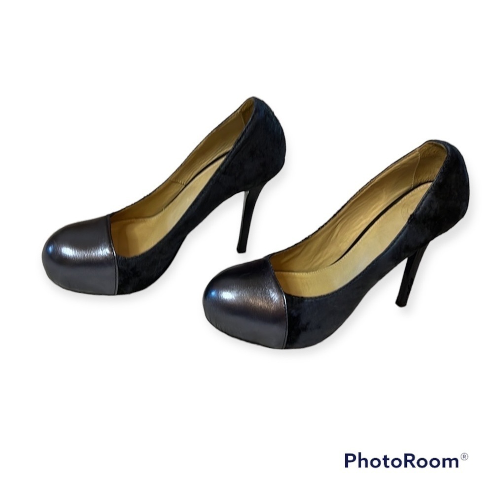 Acne Studios Leather & Textured Suede Midnight Blue and Pewter Blue Size 9/40 - Picture 2 of 9